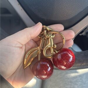 Authentic Coach Glittering Red and Gold Cherry Key Charm
